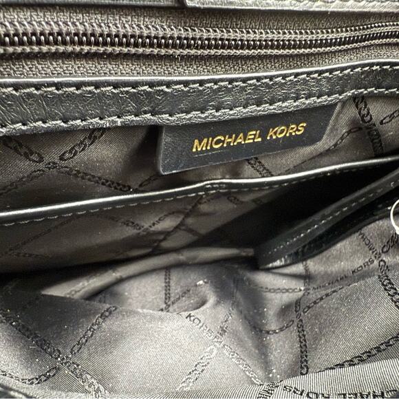 Michael Kors Brown Signature Monogram Gramercy Satchel Tote Bag with Lock Detail - Picture 11 of 14